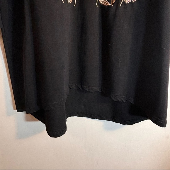 LUNA MOON Sz L Tunic Embroidered Long Puff Sleeves Jersey Knit High Low - Picture 5 of 8